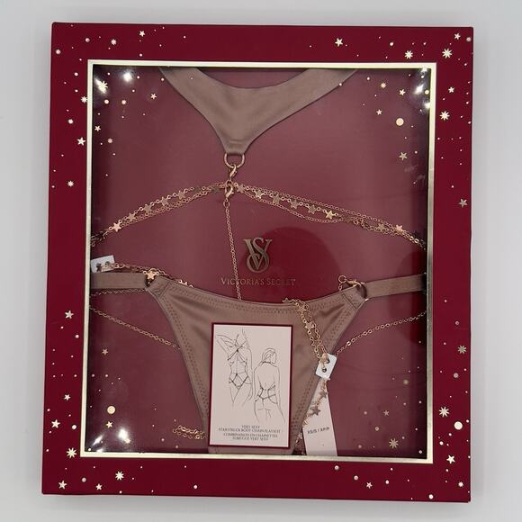 Victoria's Secret Very Sexy Starstruck Body Chain Playsuit Nude/Rose Gold XS/S - Picture 3 of 7